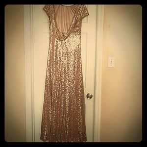 Full length rose gold sequin back out gown